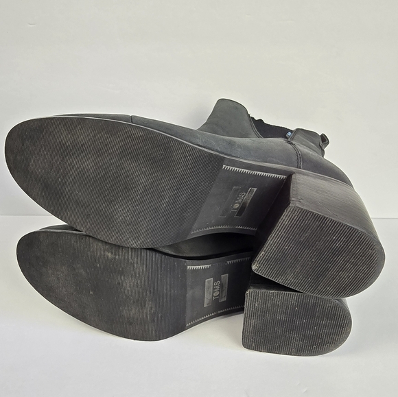 TOMS Esme Leather Ankle Boots Booties Black Womens size W9 - Picture 13 of 16